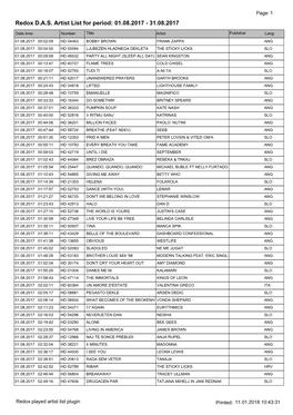 Redox DAS Artist List for Period: 01.08.2017