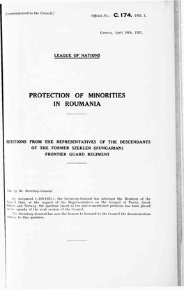 Protection of Minorities in Roumania
