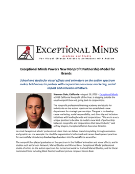 Exceptional Minds Powers New Nonprofit Partnership Model for Brands