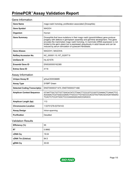 Primepcr™Assay Validation Report