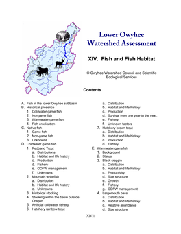 Fish and Fish Habitat Assessment