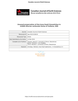 Unusual Preservation of the Trace Fossil Conostichus in Middle Silurian Carbonate Facies of Indiana, USA