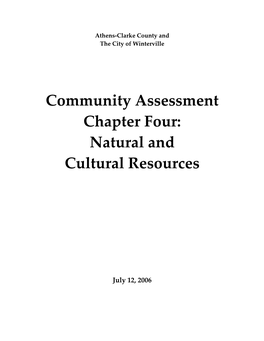 Community Assessment Chapter Four: Natural and Cultural Resources