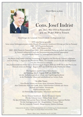 Cons. Josef Indrist Geb