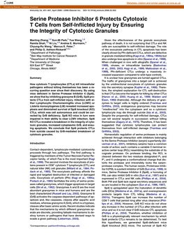 Serine Protease Inhibitor 6 Protects Cytotoxic T Cells from Self-Inflicted Injury by Ensuring the Integrity of Cytotoxic Granule