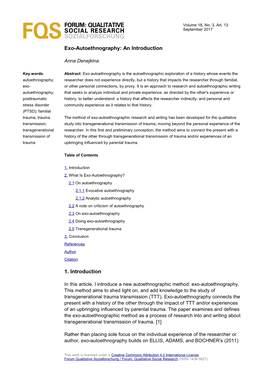 Exo-Autoethnography: an Introduction