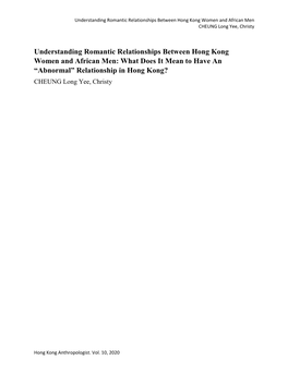 Understanding Romantic Relationships Between Hong Kong Women and African Men CHEUNG Long Yee, Christy