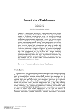 Demonstrative of Ciacia Language