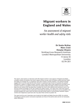 An Assessment of Migrant Worker Health and Safety Risks