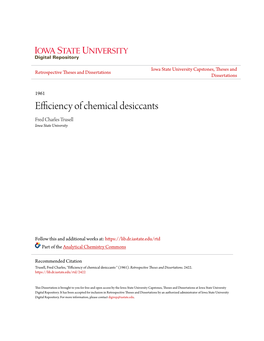 Efficiency of Chemical Desiccants Fred Charles Trusell Iowa State University