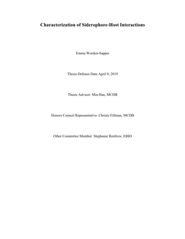 Characterization of Siderophore-Host Interactions