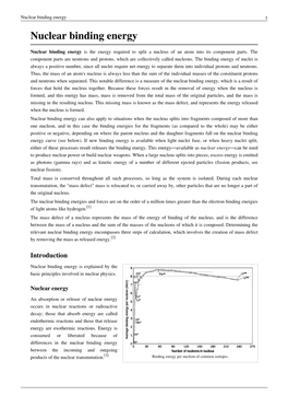 Nuclear Binding Energy 1 Nuclear Binding Energy