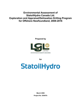 Environmental Assessment of Statoilhydro Canada Ltd