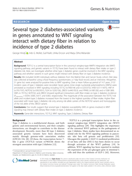 Several Type 2 Diabetes-Associated Variants in Genes Annotated to WNT