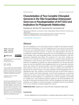 Characterization of Two Complete Chloroplast Genomes in the Tribe