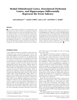 Medial Orbitofrontal Cortex, Dorsolateral Prefrontal Cortex, and Hippocampus Differentially Represent the Event Saliency