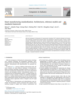 Smart Manufacturing Standardization: Architectures, Reference Models