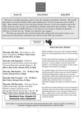 Issue 55 Newsletter July 2013