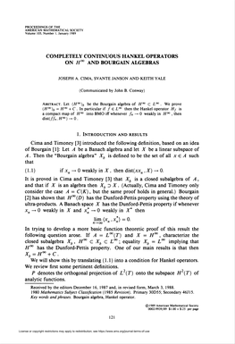 Completely Continuous Hankel Operators on 77°° and Bourgain Algebras