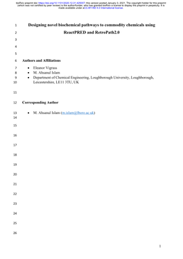 Designing Novel Biochemical Pathways to Commodity Chemicals Using