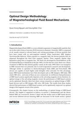 Optimal Design Methodology of Magnetorheological Fluid Based Mechanisms