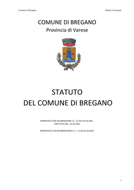 Statuto Del Comune Di Bregano