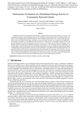 Performance Evaluation of a Distributed Storage Service in Community Network Clouds