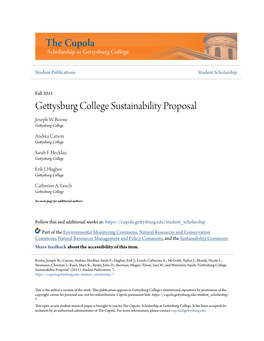 Gettysburg College Sustainability Proposal Joseph W