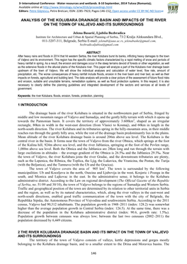 Analysis of the Kolubara Drainage Basin and Impacts of the River on the Town of Valjevo and Its Surroundings