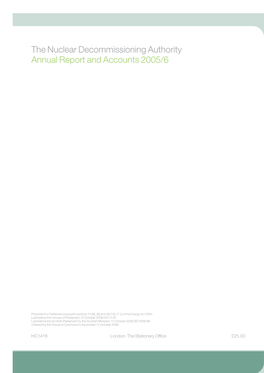 The Nuclear Decommissioning Authority Annual Report and Accounts 2005/6 HC 1416