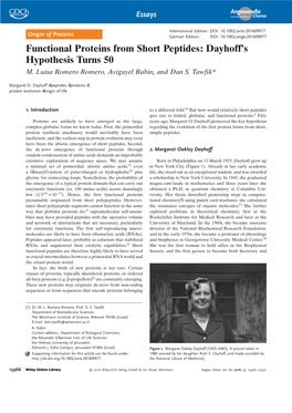 Functional Proteins from Short Peptides: Dayhoff S Hypothesis