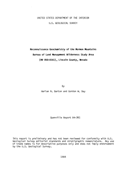 By Harlan N. Barton and Gordon W. Day Open-File Report 84-361 This
