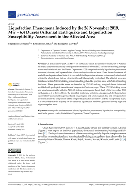 (Albania) Earthquake and Liquefaction Susceptibility Assessment in the Affected Area