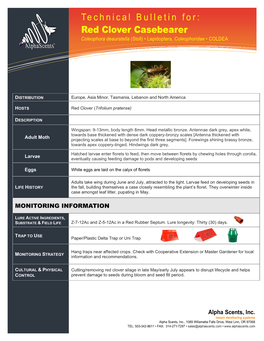 Technical Bulletin For: Information Technology Solutions Red Clover Casebearer Coleophora Deauratella (Stoll) • Lepidoptera, Coleophoridae • COLDEA