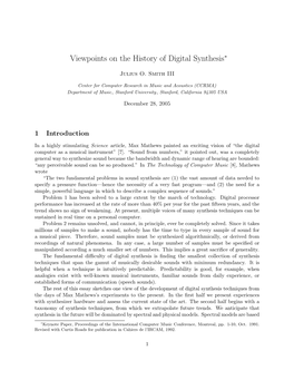 Viewpoints on the History of Digital Synthesis∗