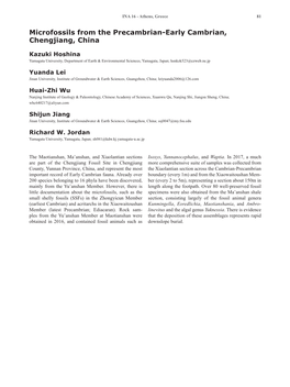 Microfossils from the Precambrian-Early Cambrian, Chengjiang, China