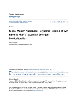 Global Muslim Audiences' Polysemic Reading of “My Name Is Khan”