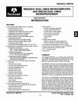 Rockwell MICROPROCESSOR PRELIMINARY INTRODUCTION