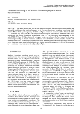 The Southern Boundary of the Northern Hemisphere Periglacial Zone at the Faroe Islands