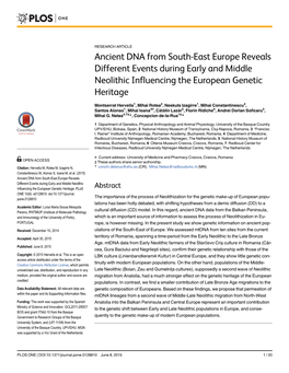 Ancient DNA from South-East Europe Reveals Different Events During Early and Middle Neolithic Influencing the European Genetic Heritage