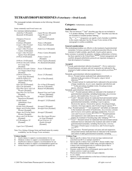 TETRAHYDROPYRIMIDINES (Veterinary—Oral-Local)