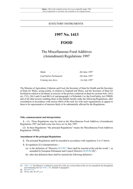 The Miscellaneous Food Additives (Amendment) Regulations 1997