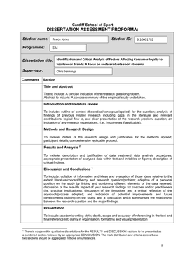 Dissertation Assessment Proforma