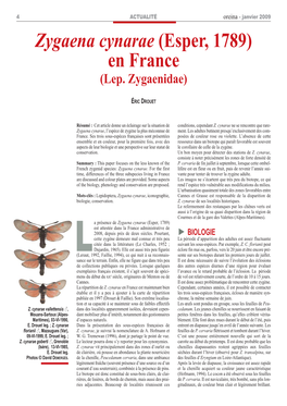 Zygaena Cynarae (Esper, 1789) En France (Lep