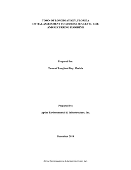 Town of Longboat Key, Florida Initial Assessment to Address Sea Level Rise and Recurring Flooding