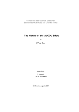 The History of the ALGOL Effort
