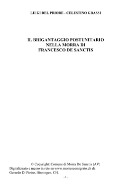 Il Brigantaggio Postunitario Nella Morra Di Francesco De Sanctis