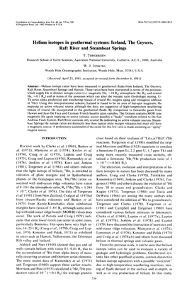 Helium Isotopes in Geothermal Systems: Iceland, the Geysers, Raft River and Steamboat Springs