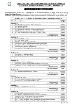 Office of the Assistant Director, Local Government and Rural Development Department Battagram Notice Inviting E-Biding Tender