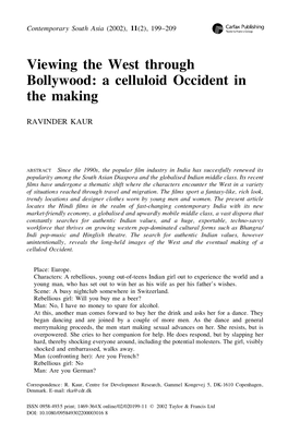 Viewing the West Through Bollywood: a Celluloid Occident in the Making
